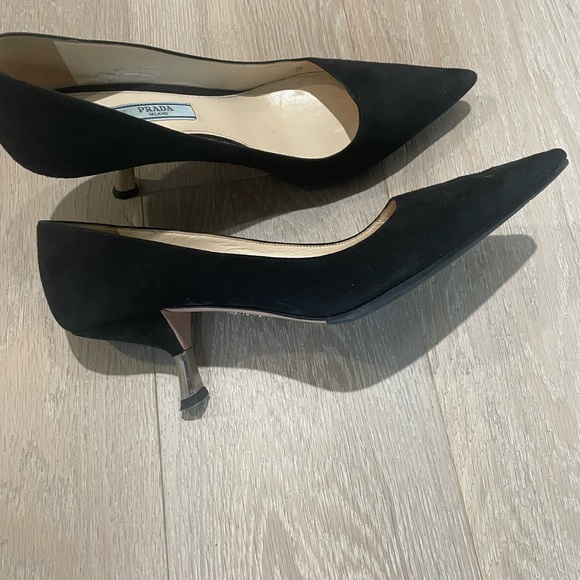 Black Suede Prada Kitten Heels 38.5 - Picture 8 of 8